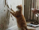 Как отучить кота драть обои