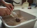 Кот какает с кровью