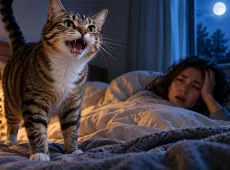 Почему кошка мяукает ночью и будит хозяина: 3 реальные причины и копеечный трюк, который вернет вам сон