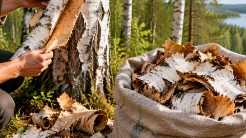 Березовую кору собираю мешками и тащу домой — бесплатный материал, а пользы целый вагон: 3 применения