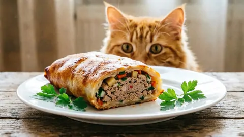 Вкуснее чебуреков , проще беляшей: ленивый рулет из лаваша с фаршем и тягучим сыром