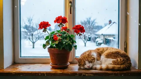 Герани в октябре - срочно: 2 капли в воду - и куст превращается в пышный шар с шапками цветов