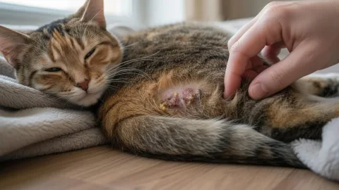 Болячки с запахом у кошки: почему появляются и как лечатся?
