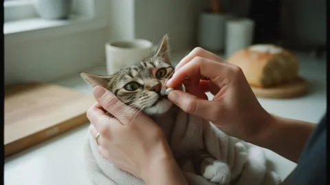 Как дать кошке таблетку?