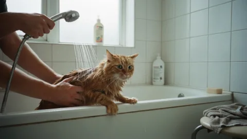 Как купать кота