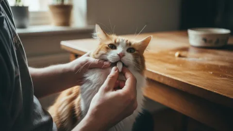 Как дать кошке таблетку от глистов?