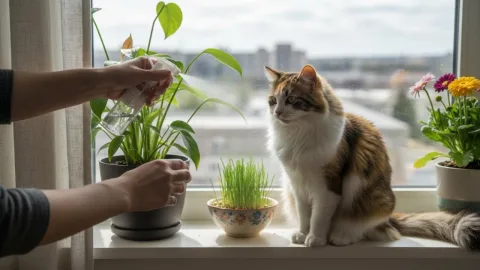 Как отучить кошку грызть цветы