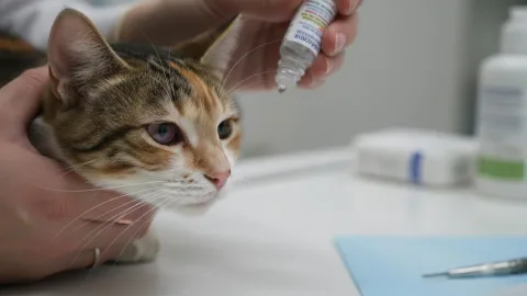 Язва роговицы у кошки
