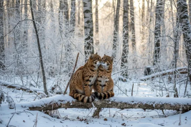 Амурские коты образуют группы только в брачный период