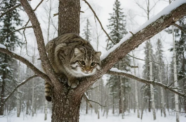 От лесного кота не скрыться ни на земле, ни на дереве