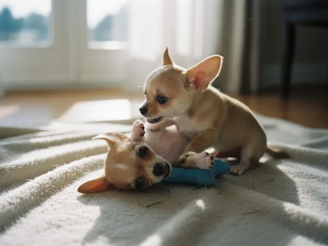 Щенки играют с удовольствием