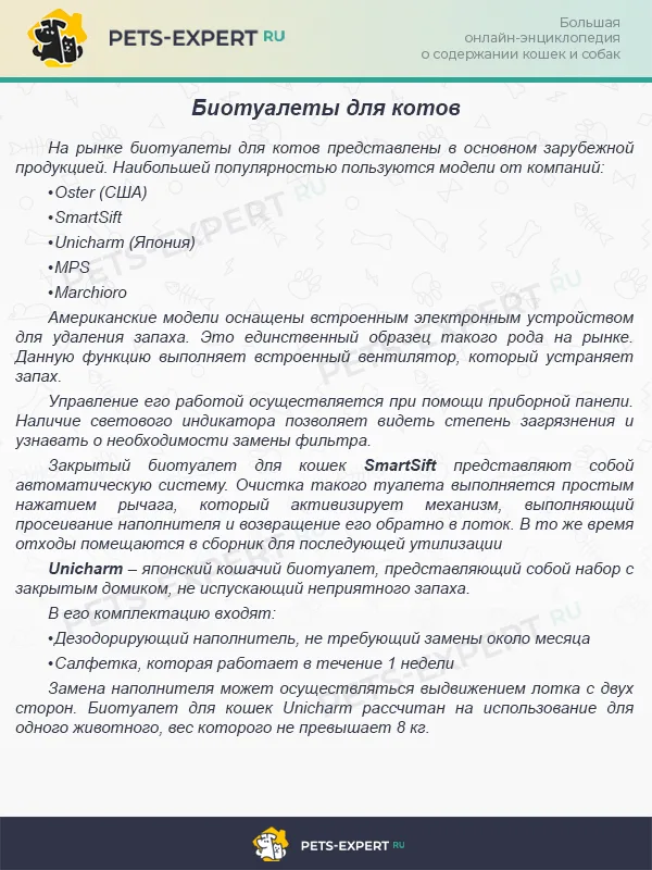 Биотуалеты для котов: краткий обзор