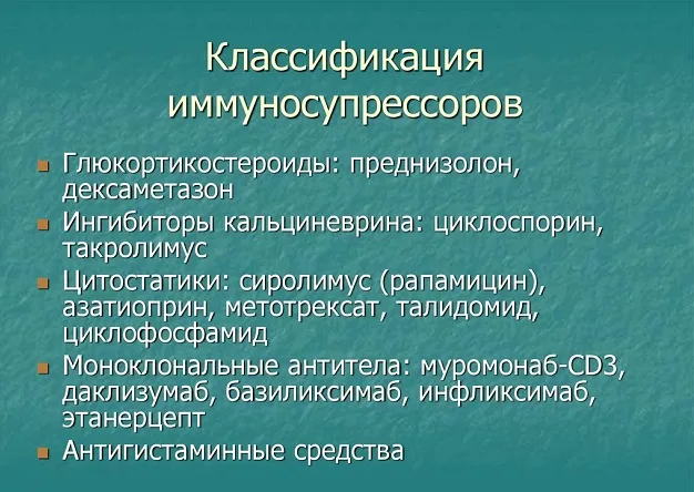 Классификация иммуносупрессоров