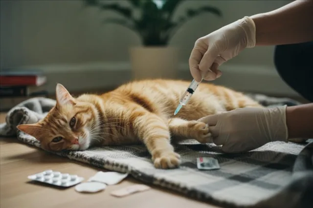 Инъекция в бедро коту