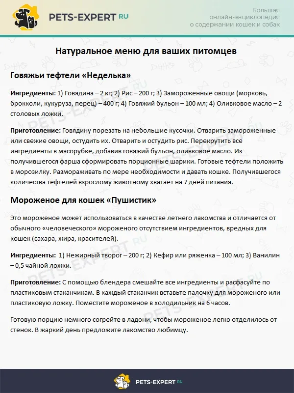 Натуральное меню для ваших питомцев