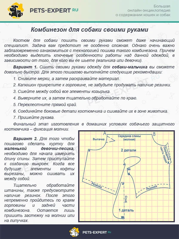 Комбинезон для собаки своими руками