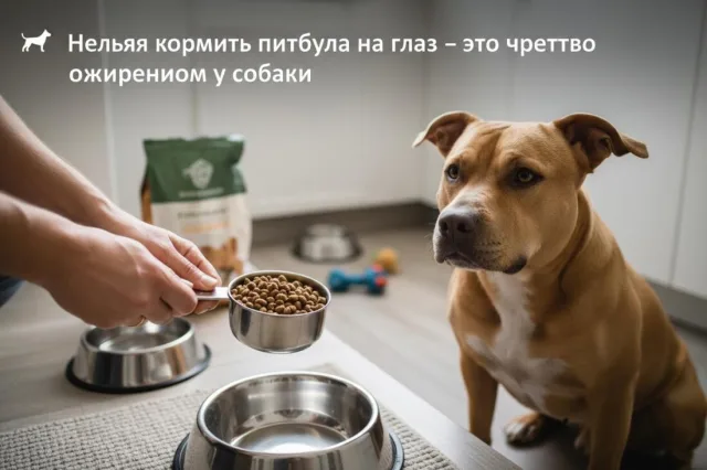 Нельзя кормить питбуля «на глаз» - это чревато ожирением у собаки
