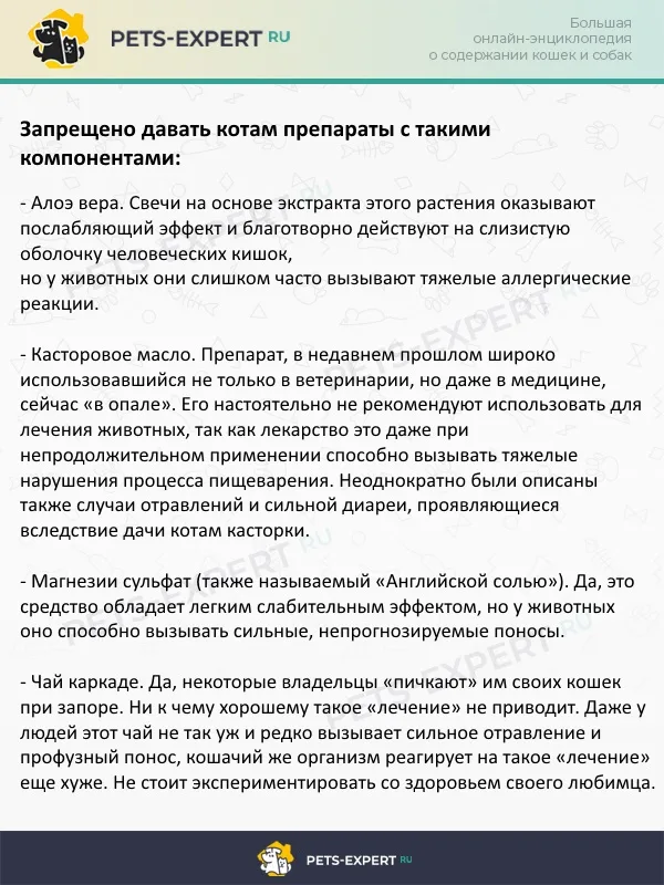 Запрещено давать котам препараты с такими компонентами