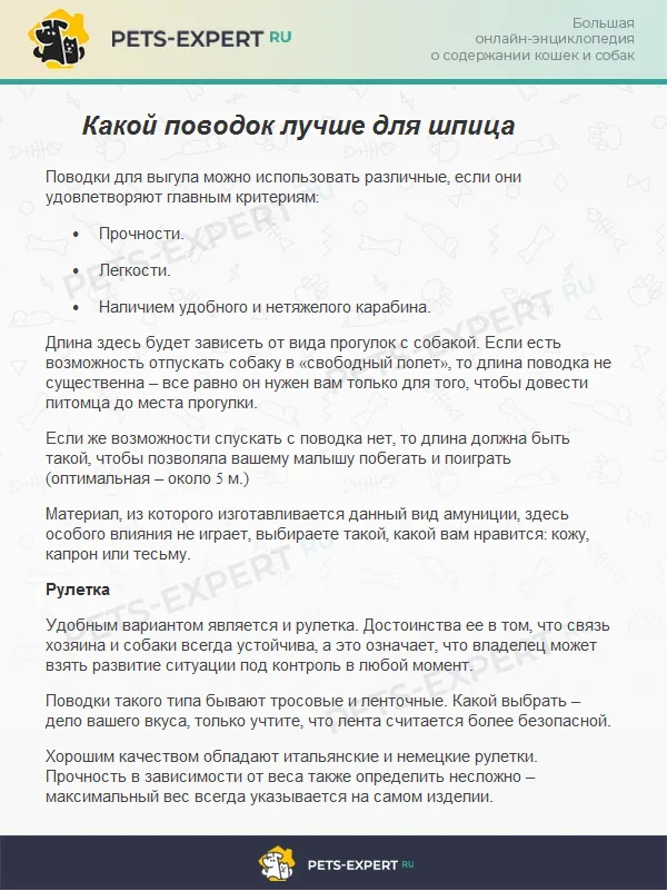 Какой поводок лучше для шпица