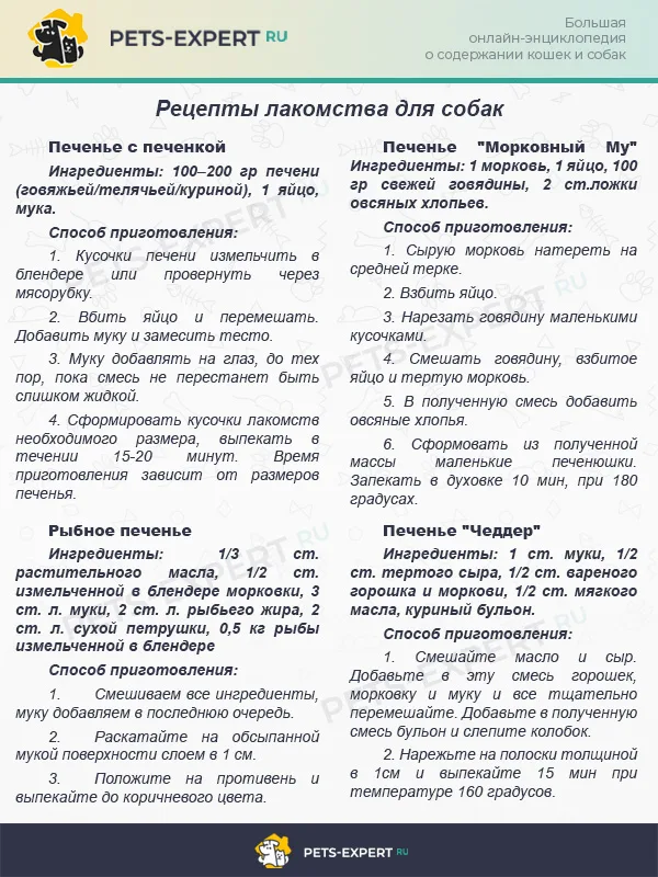 Рецепты лакомства для собак