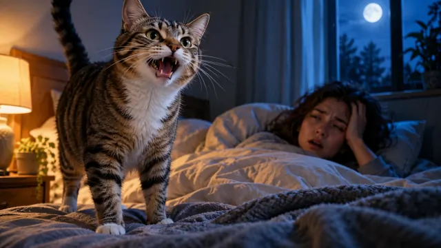 Почему кошка мяукает ночью и будит хозяина: 3 реальные причины и копеечный трюк, который вернет вам сон